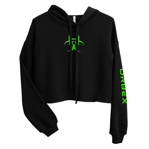 Black and Neon Green Women's Urbex Cropped Hoodie