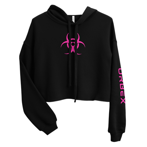 Black and Pink Womens Urbex Cropped Hoodie │ Abandoned World Photography Urbex Shop