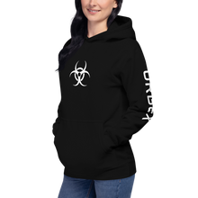 Load image into Gallery viewer, Black and White Biohazard Urbex Unisex Hoodie │ Abandoned World Photography Urbex Shop
