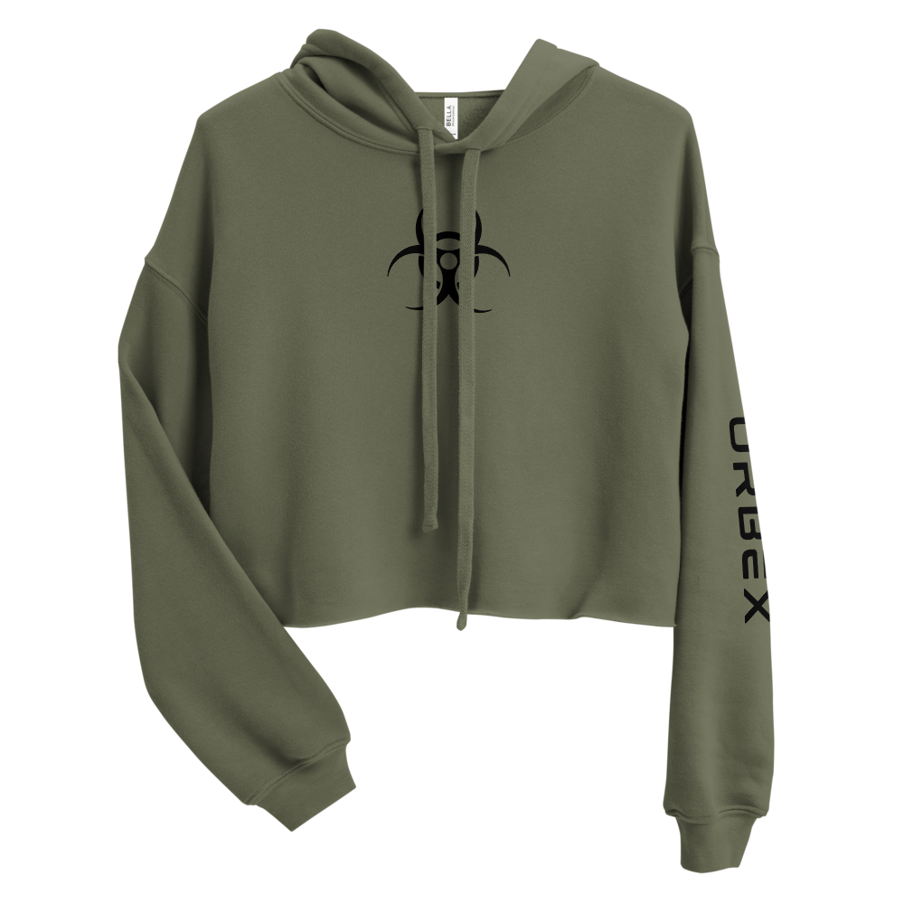 Military Green and Black Women's Urbex Cropped Hoodie