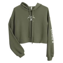 Load image into Gallery viewer, Military Green and White Women&#39;s Urbex Cropped Hoodie
