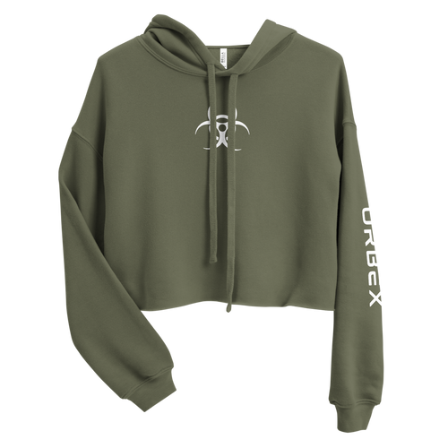 Military Green and White Women's Urbex Cropped Hoodie