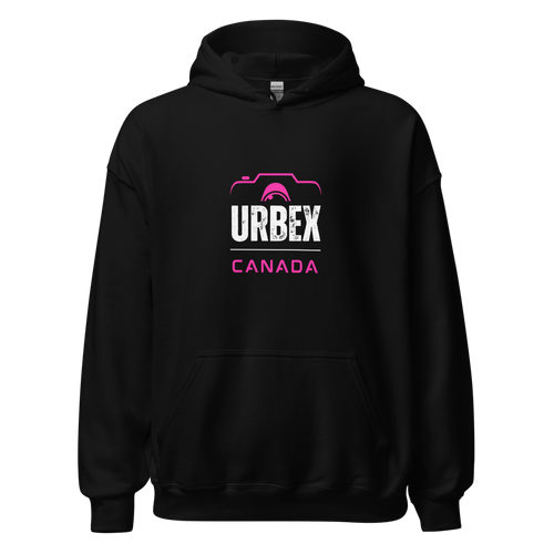 Black and Pink Urbex Canada Unisex Hoodie │ Abandoned World Photography Urbex Shop