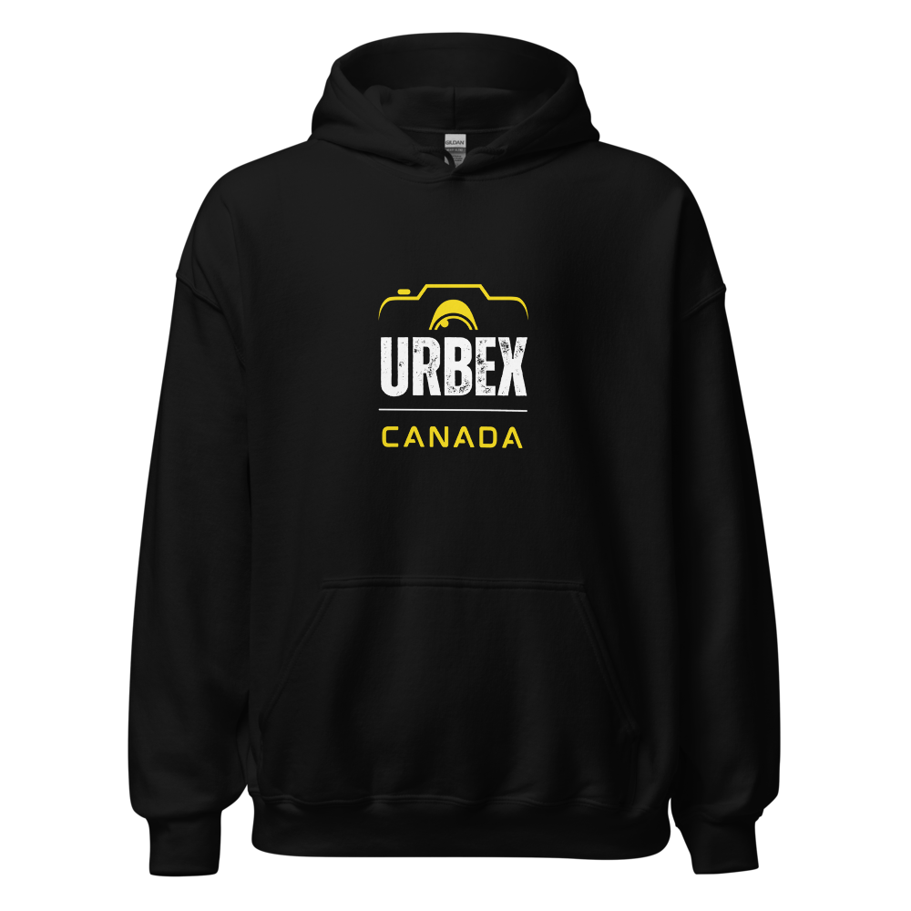 Black and Yellow Urbex Canada Unisex Hoodie  │ Abandoned World Photography Urbex Shop