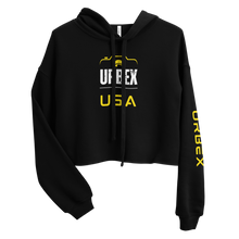 Load image into Gallery viewer, Black and Yellow Urbex USA Women&#39;s Cropped Sweater
