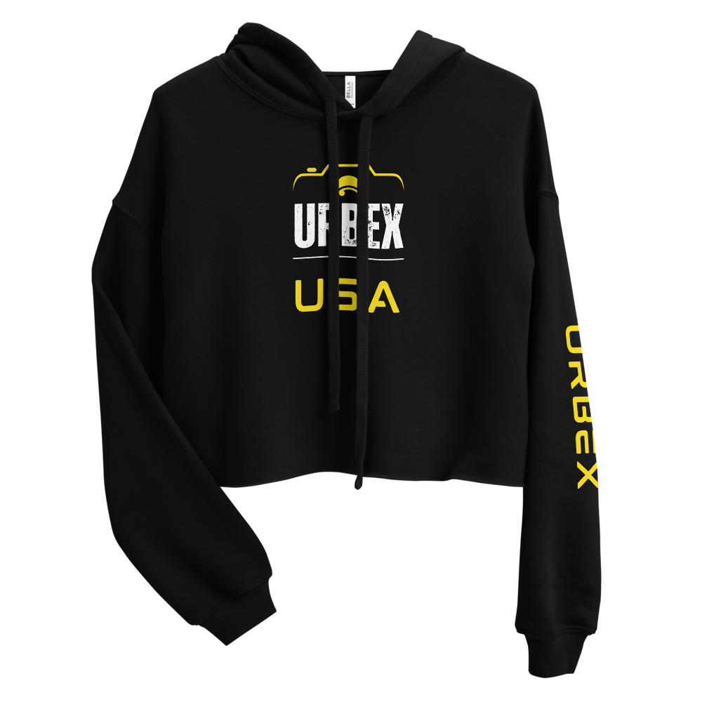 Black and Yellow Urbex USA Women's Cropped Sweater
