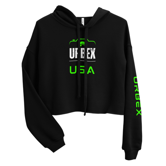 Black and Green Urbex USA Womens Cropped Sweater │ Abandoned World Photography Urbex Shop