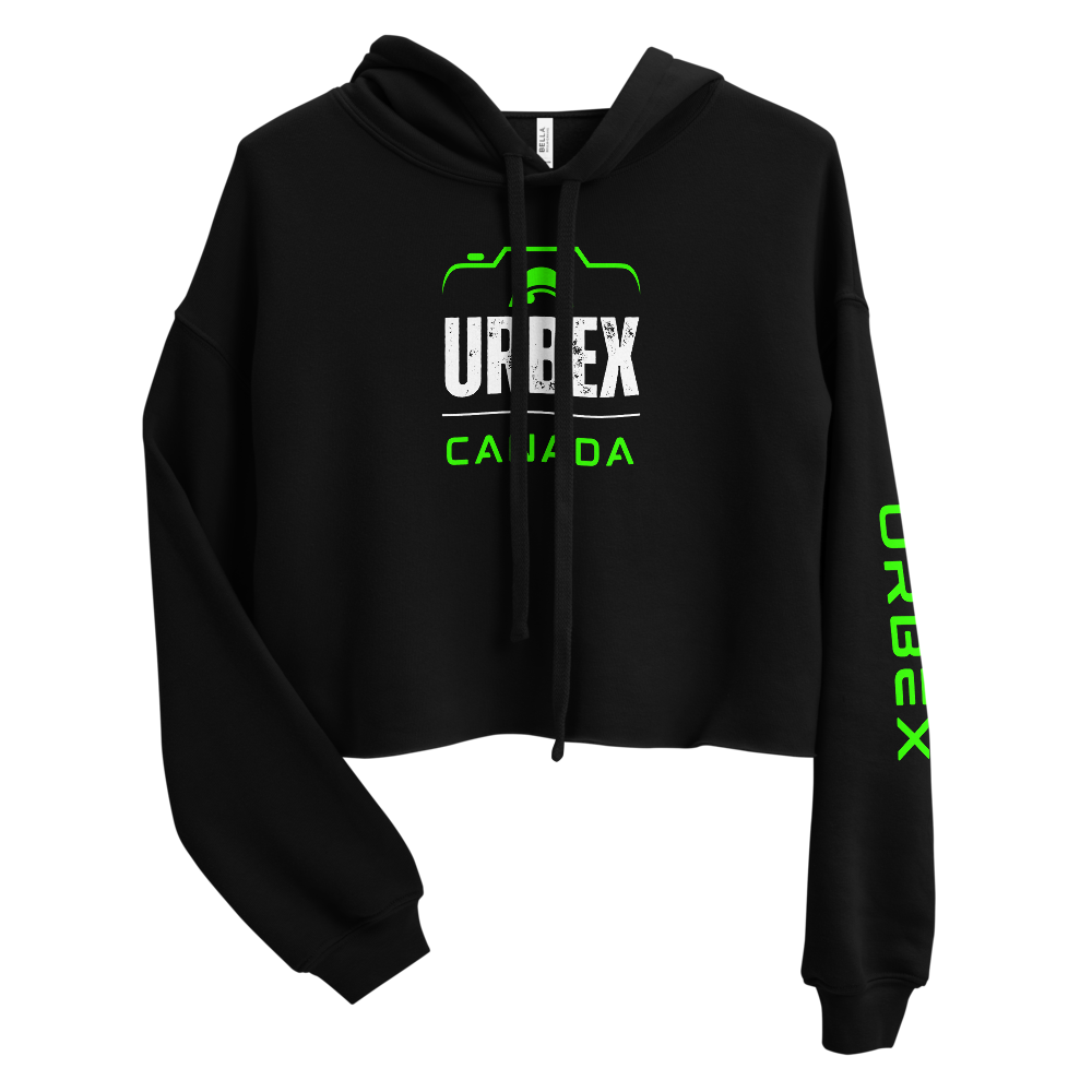 Black and Green Urbex Canada Women's Cropped Sweater │ Abandoned World Photography Urbex Shop