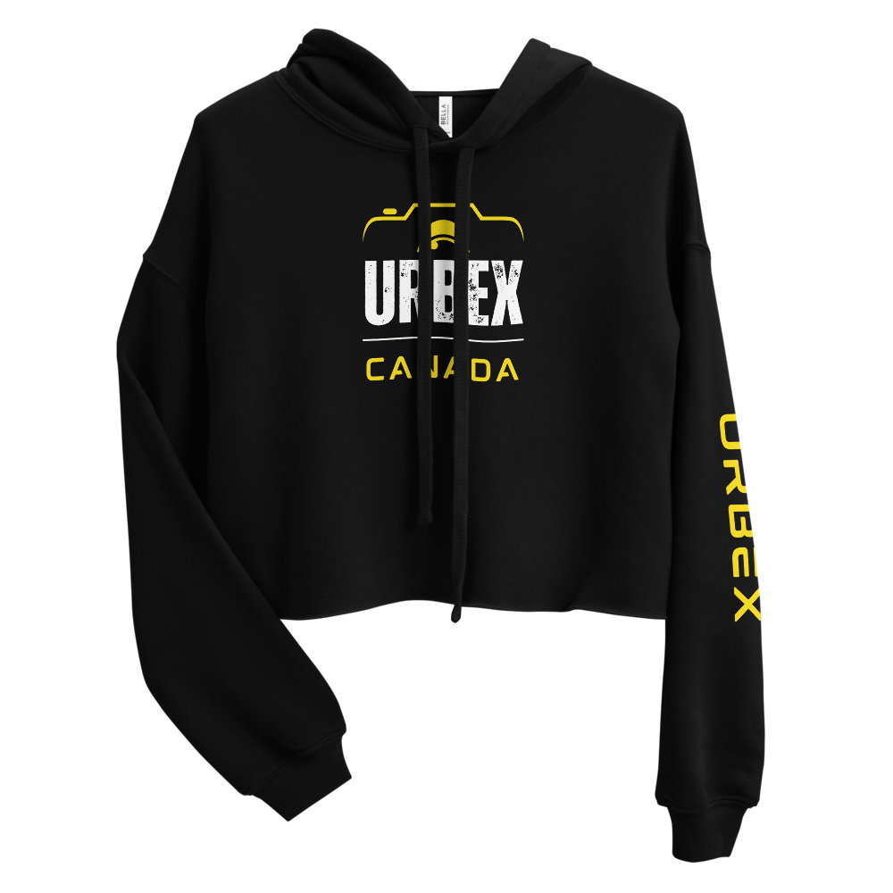 Black and Yellow Urbex Canada Womens Cropped Sweater  │ Abandoned World Photography Urbex Shop