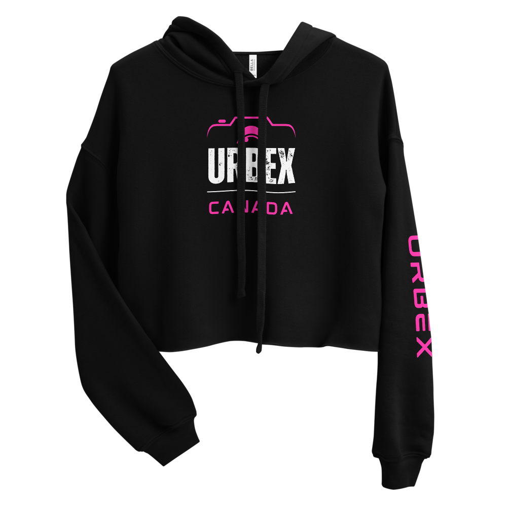 Black and Pink Urbex Canada Womens Cropped Sweater │ Abandoned World Photography Urbex Shop